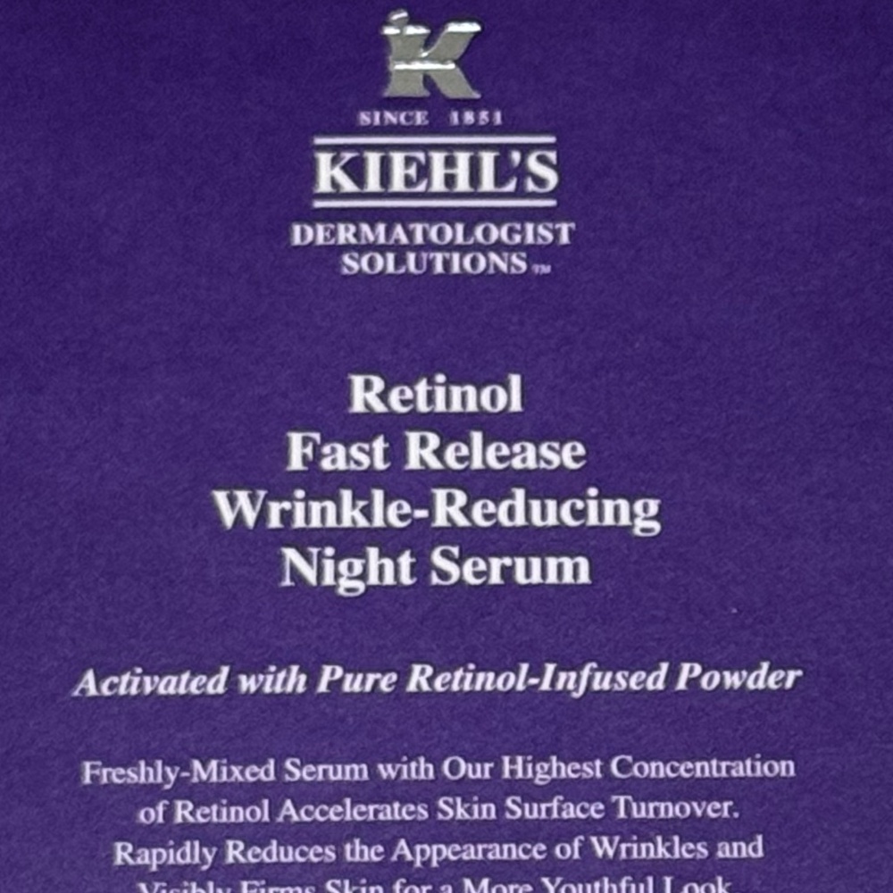 NWT New Box Full Size Kiehl's Retinol Fast Release Wrinkle Reducing Night Serum